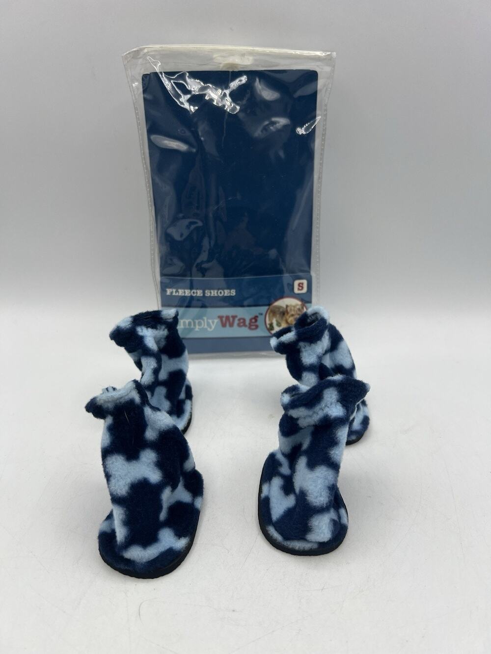 Simply Wag Dog Fleece Shoes Size Small Blue Boots Paw Protector 4 Pack